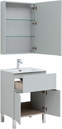 Aquanet Мебель для ванной Алвита New 60 1 ящик 2 дверцы серая матовая – фотография-4